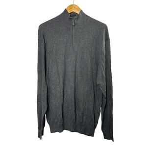 Jos. A. Bank Traveler Gray Pima Cotton 1/4 Zip Pullover Sweater Men's XL